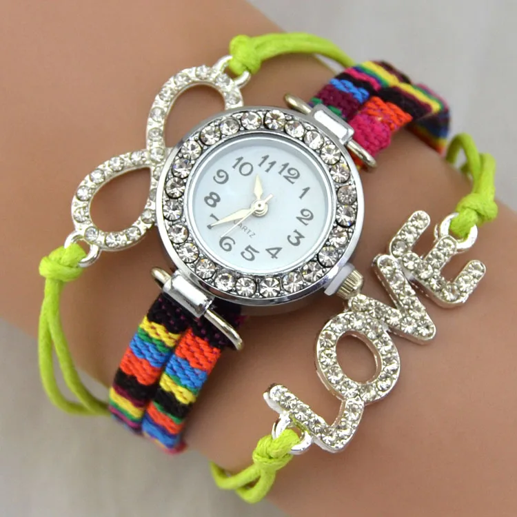 Женские часы Стразы Бесконечность любовь женские кварцевые дамы Diy Браслеты |