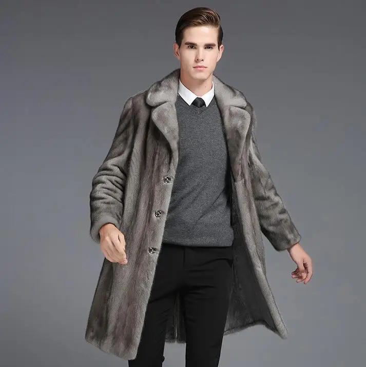 Шубы из искусственного меха норки мужские тренчи однобортное мужское меховое