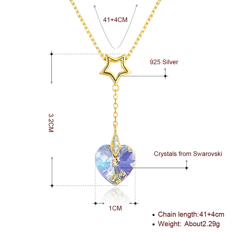 Серебряные ювелирные изделия LEKANI S925 позолоченная Длинная цепочка подвеска в