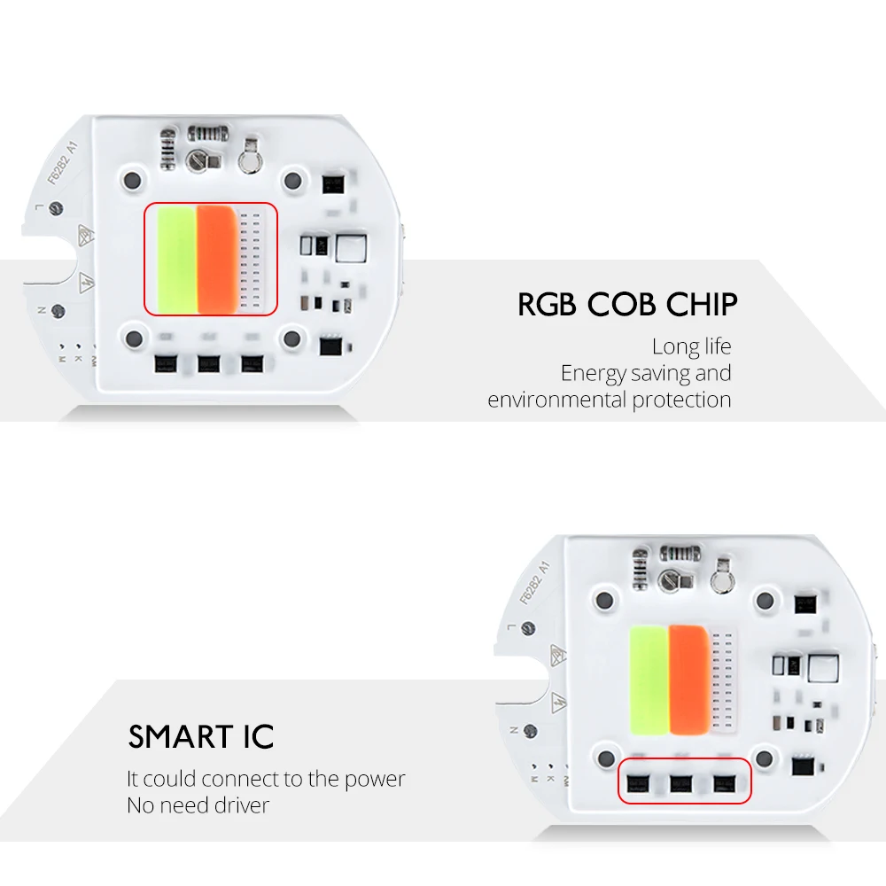 Светодиодный RGB чип-лампа 50 Вт COB умный IC автоматический режим диодный массив