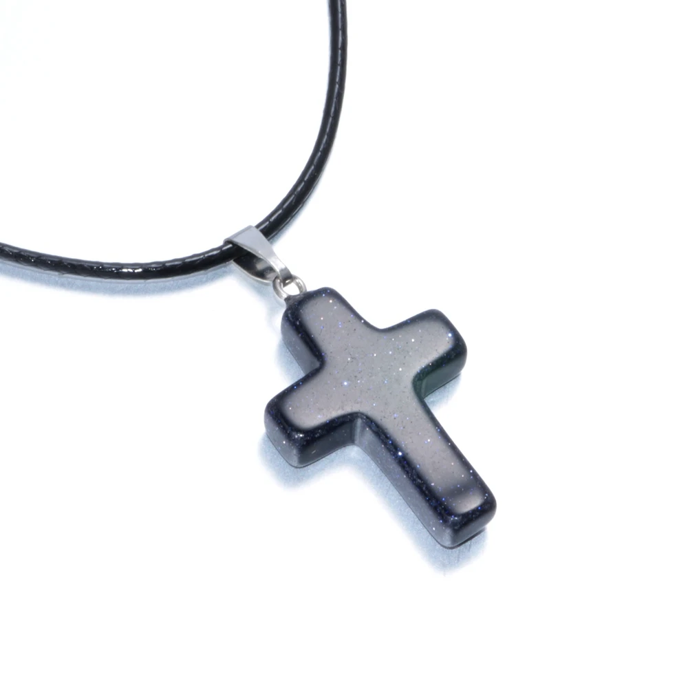 12 разных цветов модные подвески из натурального камня в форме Креста кулон