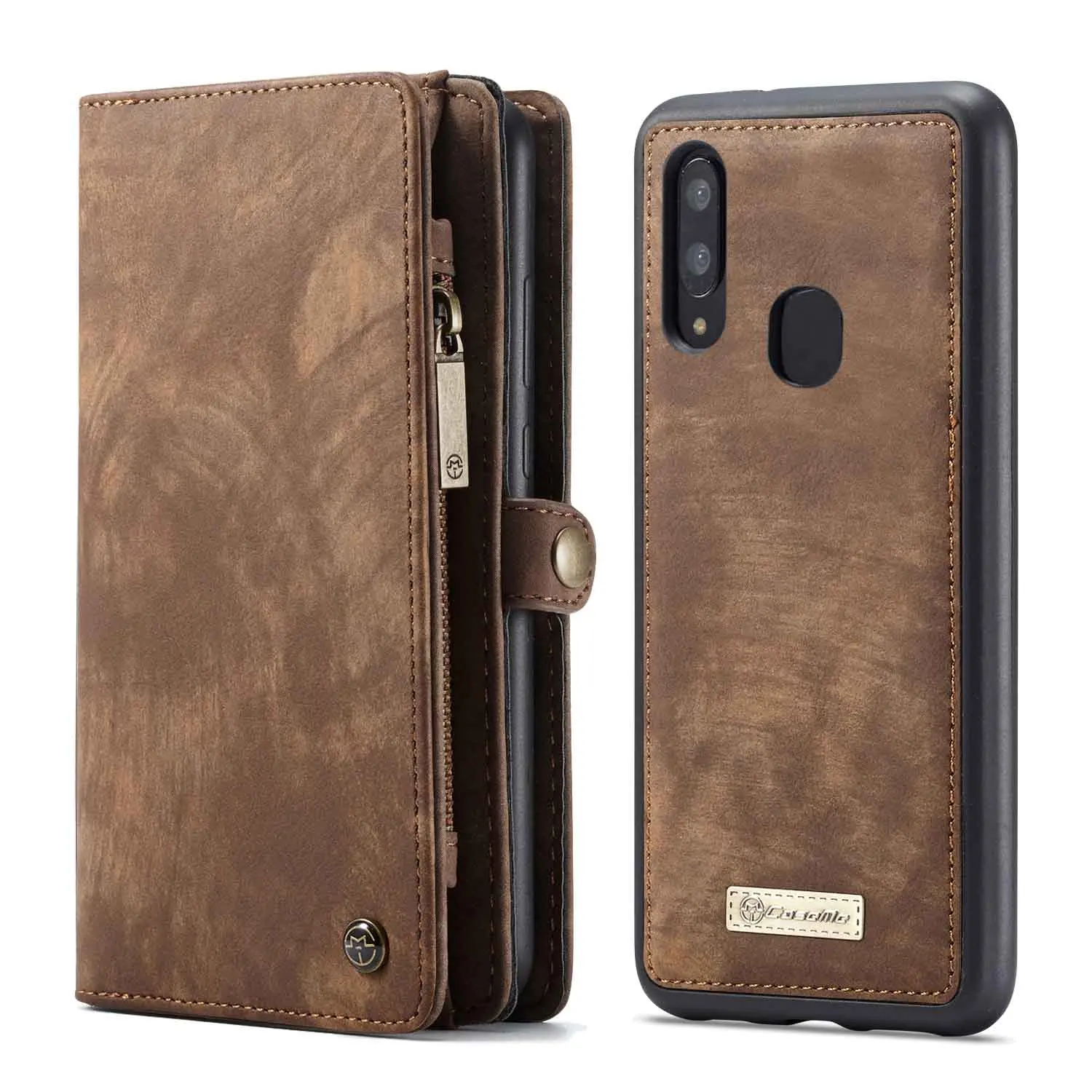Для Coque samsung A40 чехол на молнии кошелек Folio Магнитный чехол из натуральной кожи чехол для samsung Galaxy A40 A50 A30 A20 S10 Plus - Цвет: brown