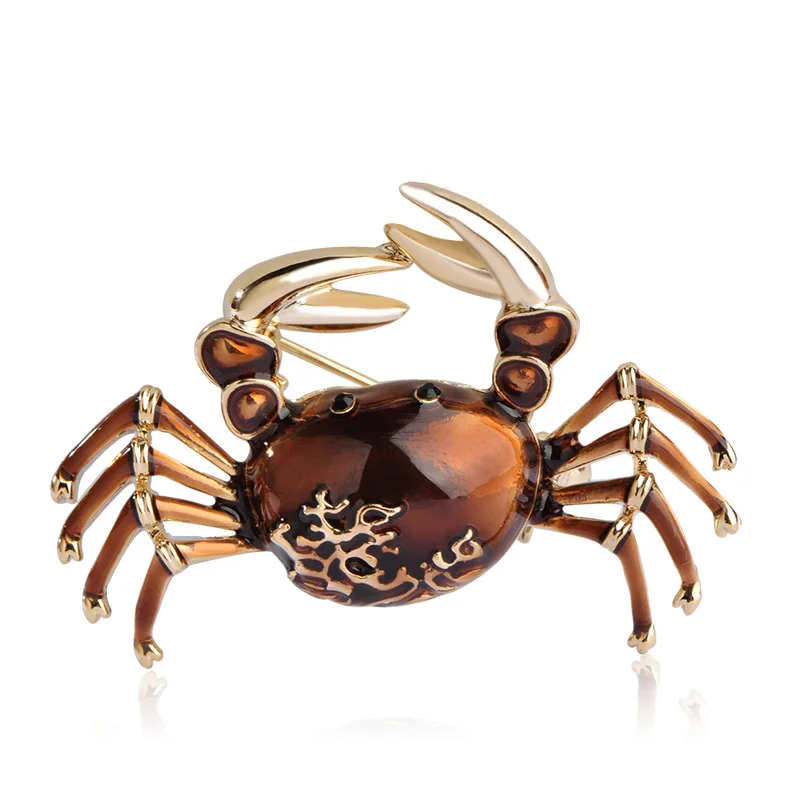 Эмалированные Броши Blucome крабы для женщин и детей подарки золотого цвета в стиле