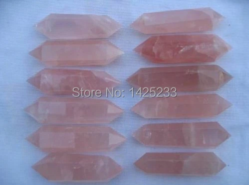 

12pcs natural rose quartz crystal point wand healing