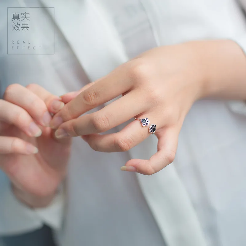 В стиле ретро. Кольцо из стерлингового серебра 925 пробы с двойной собачкой и