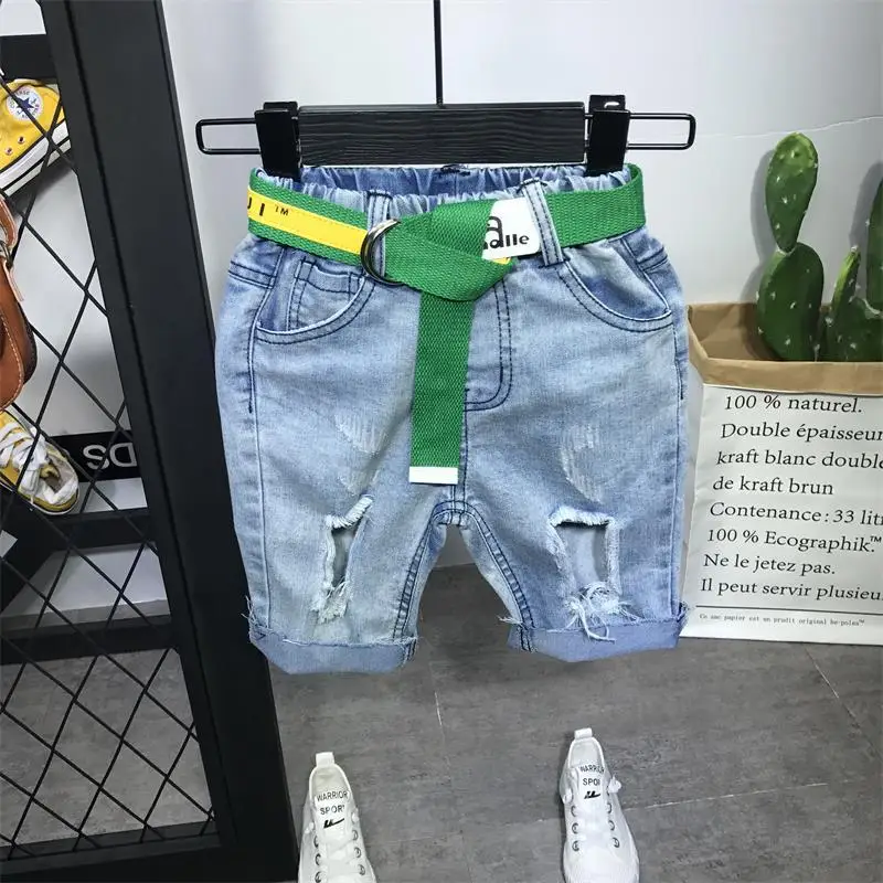 Kids Clothing Sets Fashion Style Baby Short Sleeved Striped T-Shirt + Denim Shorts 2Pcs Children 2-7year |