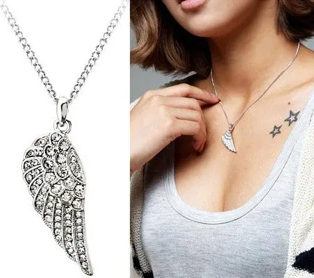 Ожерелье AAAA + со стразами ангельские крылья перо индивидуальное ожерелье цепочка