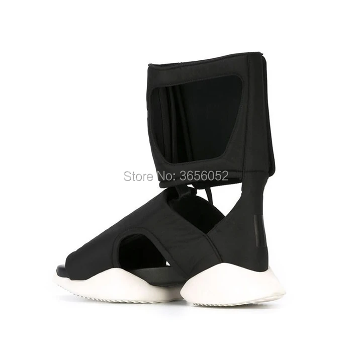 Qianruiti Fashion Runway Shoes Man Thick Rubber Flats Black Botas Hombre Open Toe Hollow Out Sabdals Platform Summer Boots Men | Обувь