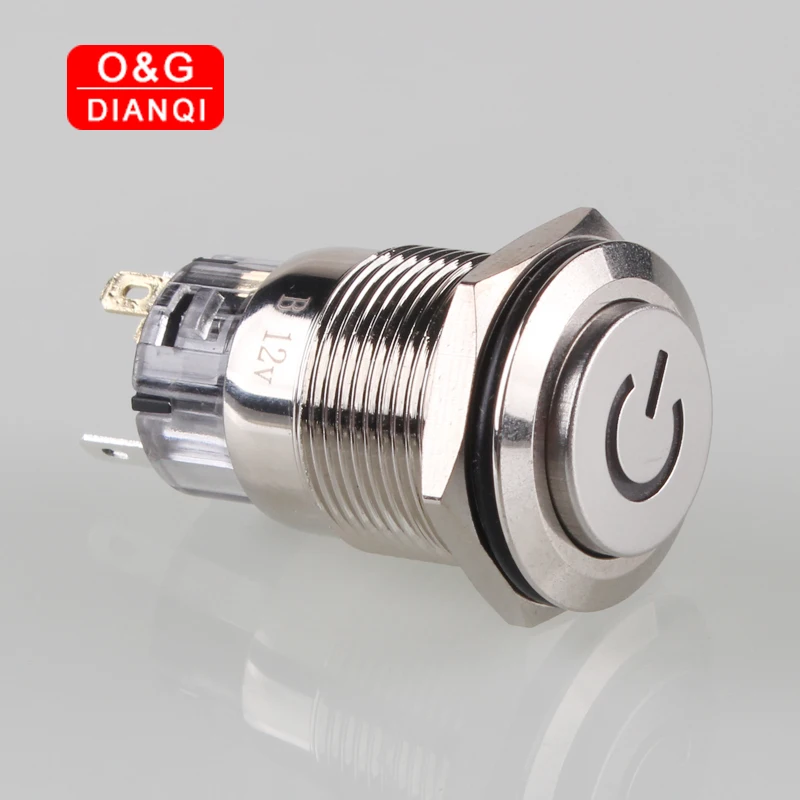 19mm High Head Push Button Switch Waterproof Power Symbol Led Self locking Momentary with Free Connector | Обустройство дома