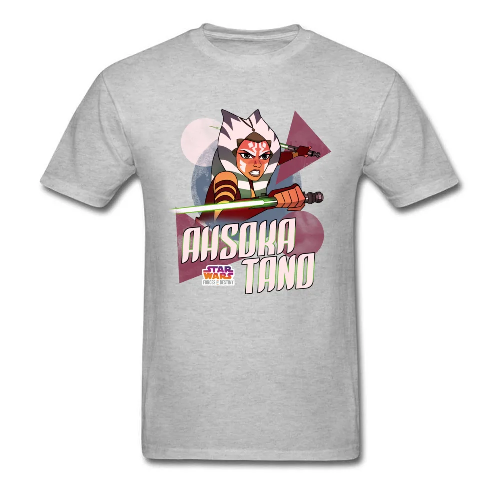 Ahsoka Tano, Звездные войны, модная футболка,, мужские черные топы, футболки с изображением сил, футболка, 3D, аниме, фильм, игры, футболки, летние - Цвет: Серый
