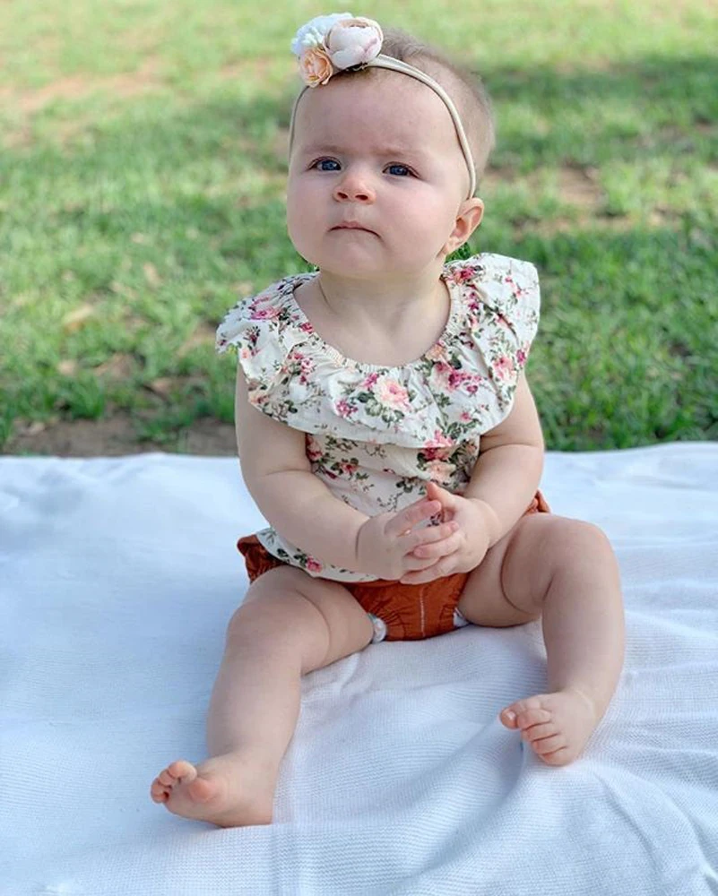 2019 брендовая одежда для новорожденных малышей Одежда девочек с украшением в виде