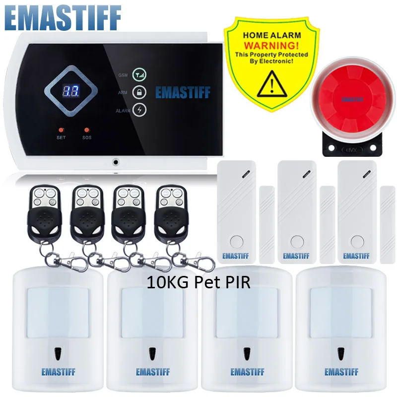 Bundle R G10A светодиодный дисплей Pet Immune PIR сенсор Поддержка Android APP 99+ 2 зоны Беспроводная GSM домашняя система охранной сигнализации - Цвет: Bundle R