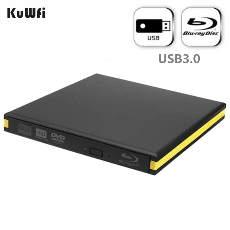 KuWfi Внешний Привод Blu Ray USB 3 0 Bluray Burner BD RE CD/DVD RW Writer Play 3D Disc для ПК/ноутбука|Оптические