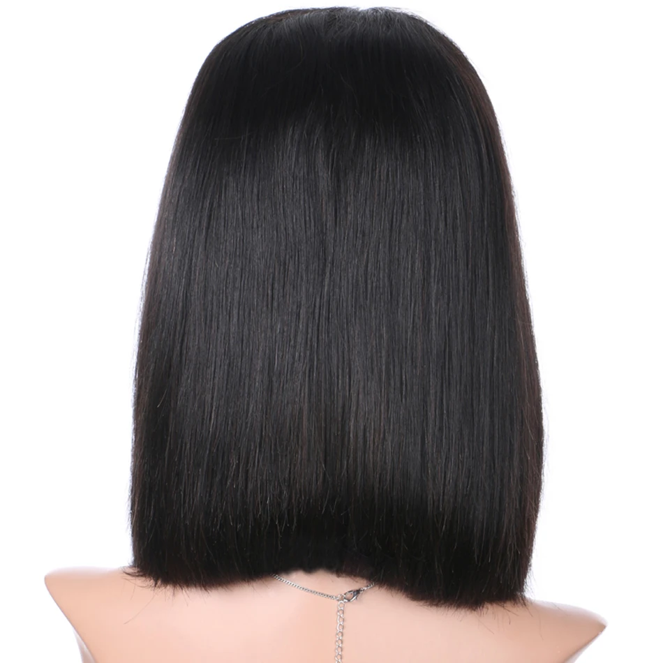 Luffyhair бразильский Реми человеческие волосы короткие Парик глубокое разделение 13x6 Синтетические волосы на кружеве парик прямого покроя боб парики с детскими волосами 150