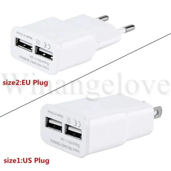 Белый двойной usb порт 5 в 2A США ЕС AC устройство для зарядки из настенной розетки