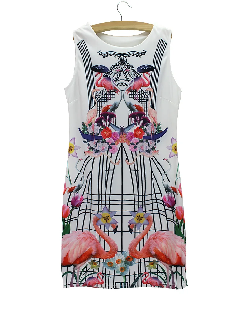 Синее платье без рукавов винтажное 2015 длиной до колена прямое летнее с о-вырезом