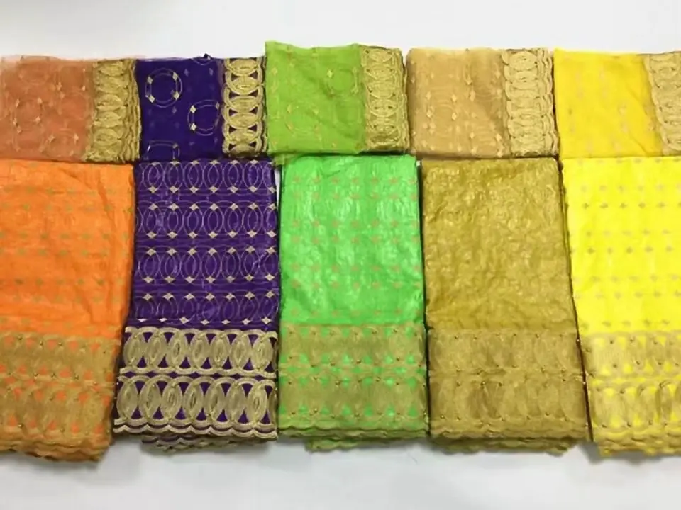 5Y Beautiful lemon green african Bazin brocade lace fabric and 2Y french net embroidery with beads for dress BZ1-1 | Дом и сад
