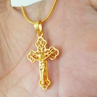 jesus cross pendant necklace yellow gold filled classic womens mens crucifix pendant chain gift