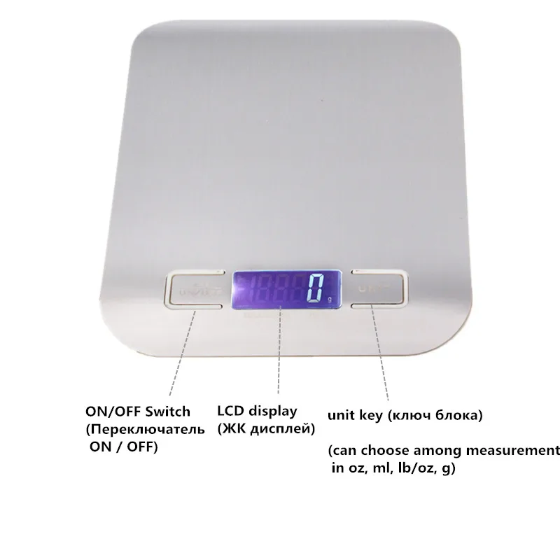 Цифровые кухонные весы 1lb x 0 05 унций тонкие 5000 г ЖК дисплей 5кг 1 цифровые для еды