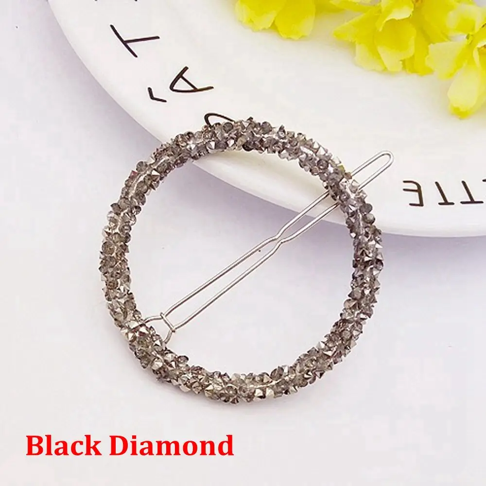 Round Black 1 шт., модный с кристаллами, со стразами, шпилька, звезда, треугольник, круглая форма, женские заколки для волос, заколки, аксессуары для укладки волос - Цвет: Round Black