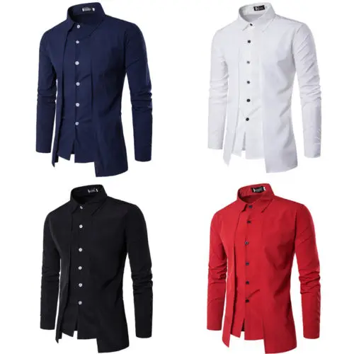 Thefound Горячее предложение мужские рубашки с длинным рукавом Slim Fit однотонные Urban