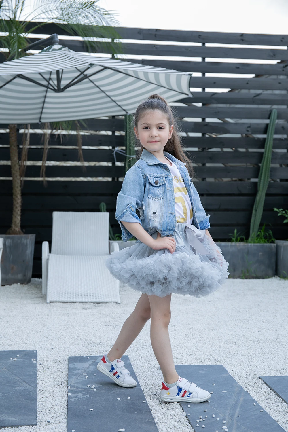 Детская одежда серого цвета для маленьких девочек Серебристые Пышные