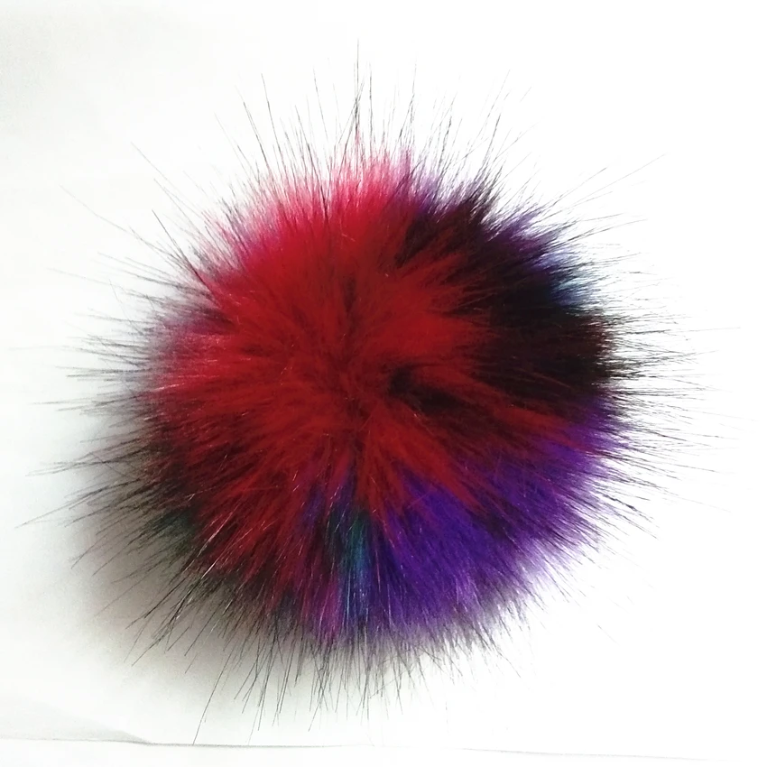 12 шт. фиолетовый зеленый серии искусственный мех енота меховым помпоном 15 см Pom