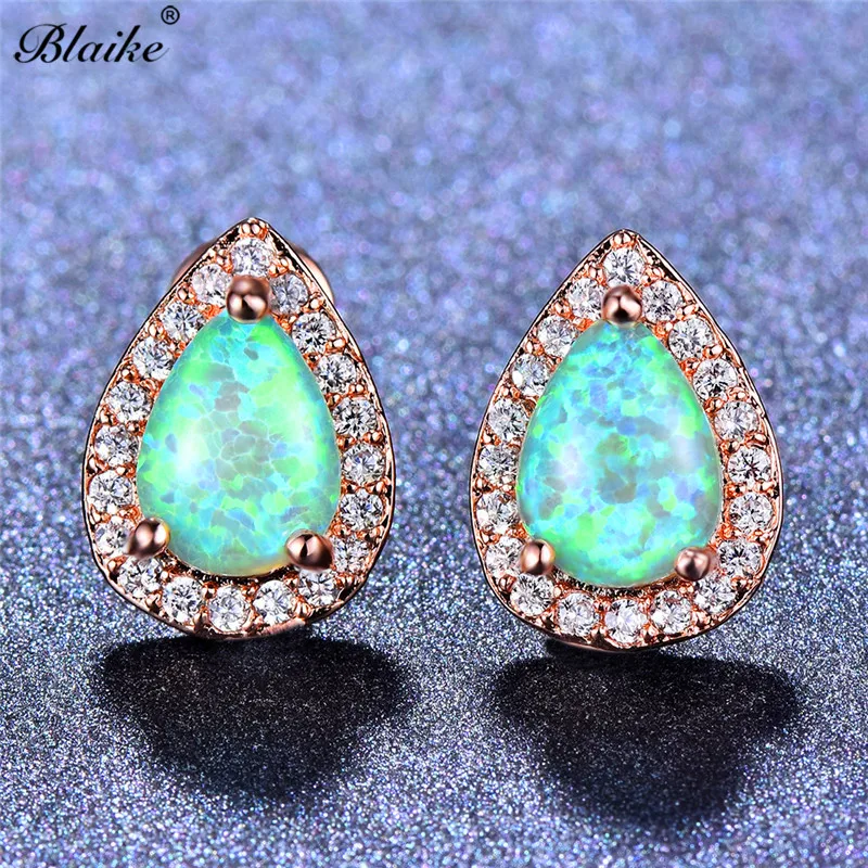 Женские серьги-гвоздики с опалом Blaike серьги из розового золота зеленым/белым