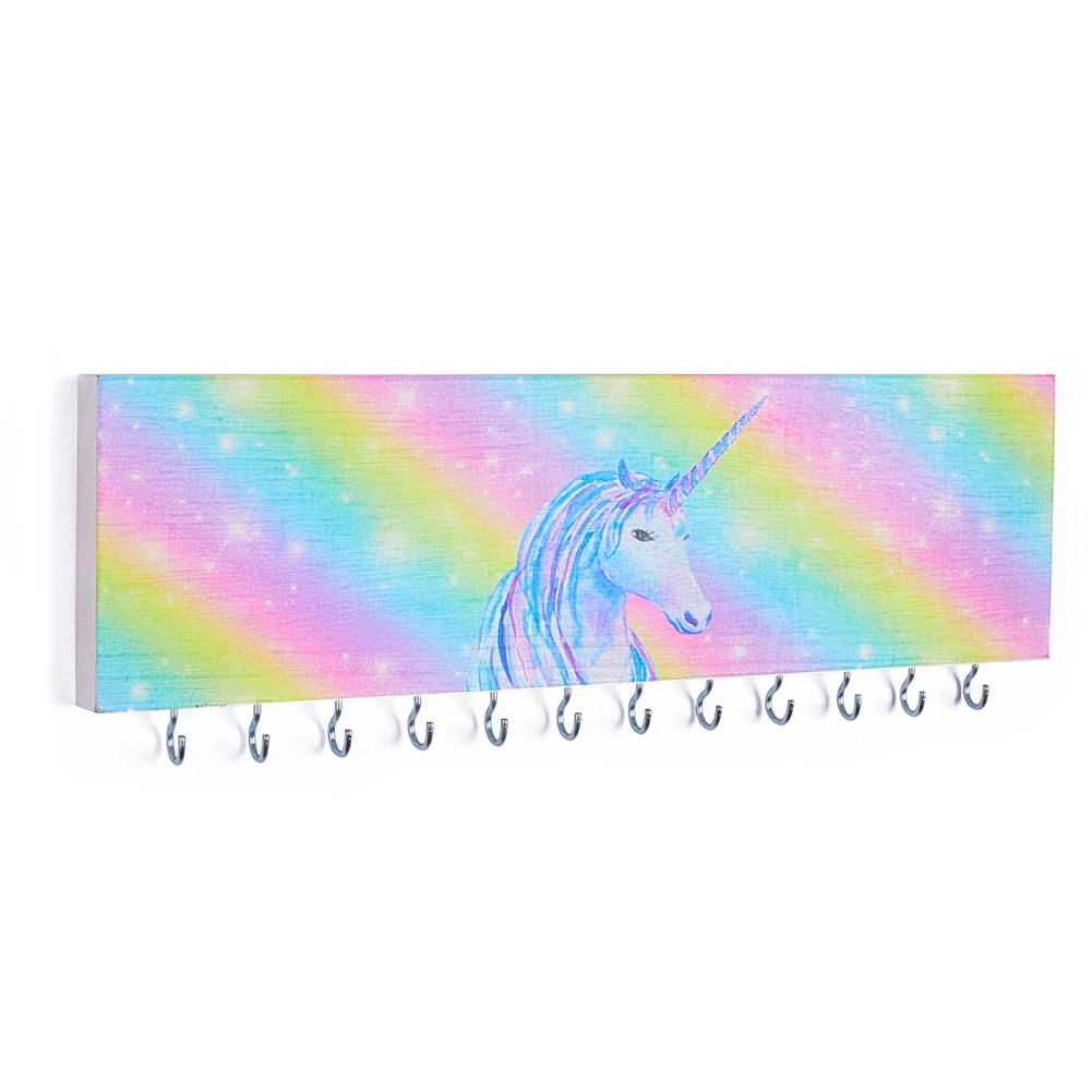 Rainbow 12 крючков Единорог деревянные декоративные настенные крючки для вешалки деревянная стойка для хранения Органайзер для детской одежды игрушки Детская комната Домашний декор - Цвет: Rainbow