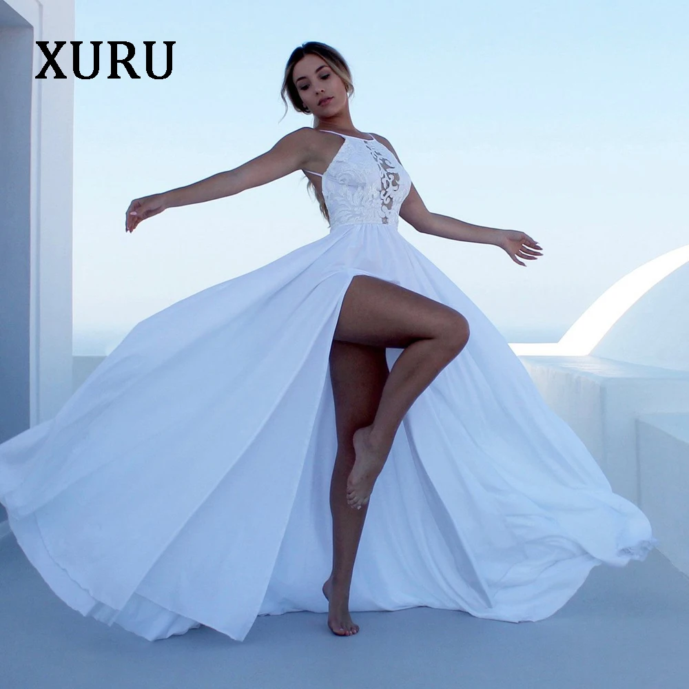 XURU роскошные новые модные кружевные платья сексуальные вечерние платья без рукавов Соборное платье невесты элегантное белое платье с блестками женская одежда