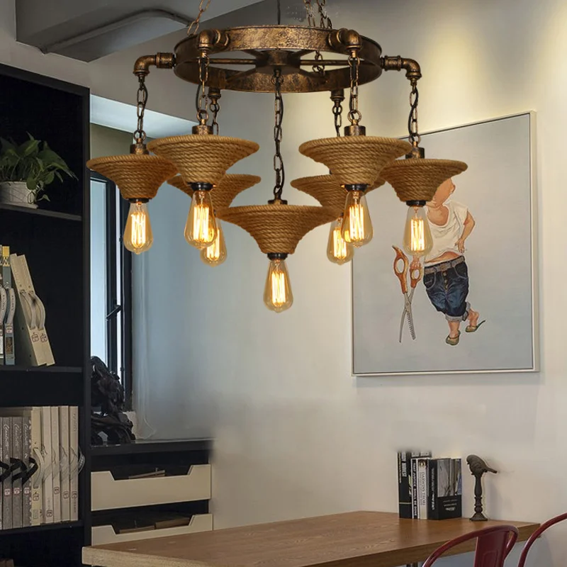 

SGROW Nordic Retro Industrial Iron Pendant Light for Living Room Cafe Bar Creative Design Modern Hanging Lamps Lighting Fixtures