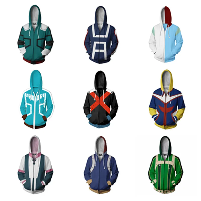 Толстовки с капюшоном моя геройская академия izuku midoriya shouto todoroki boku no Hero 3D костюм