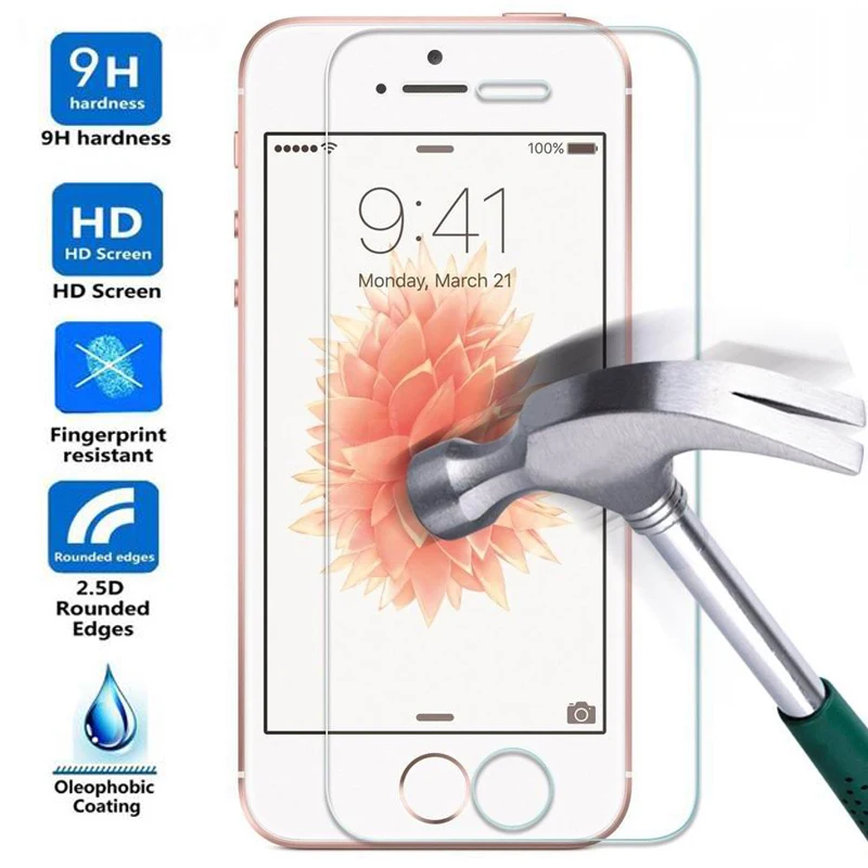 Protective Glass For iPhone X 4 4S 5 5S SE Tempered Screen Protector 6 6S 7 8 Plus Film on Cover Case | Мобильные телефоны и