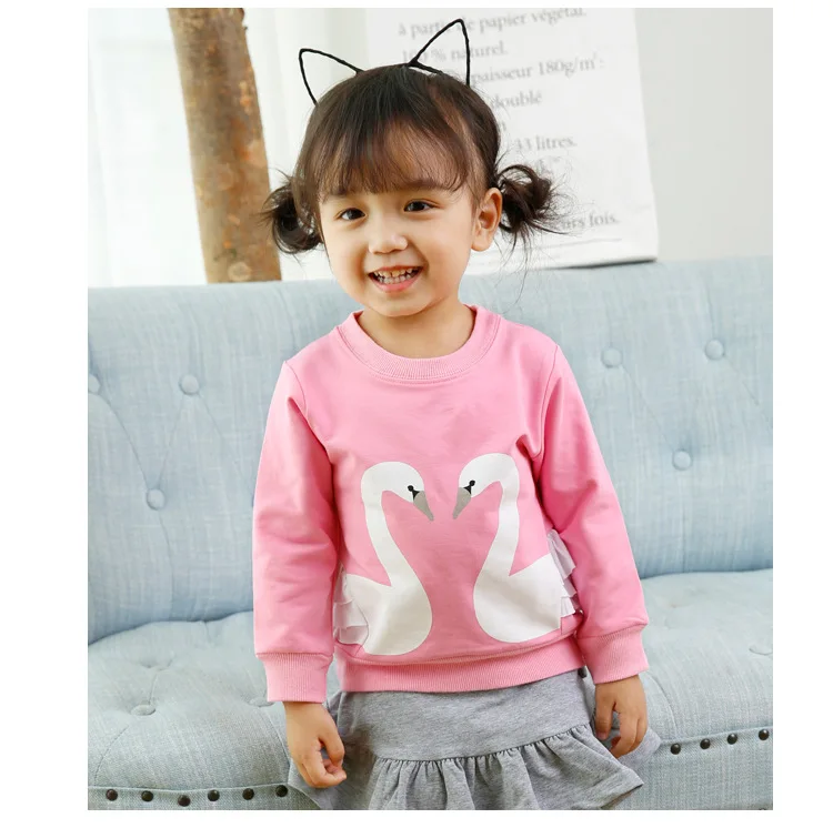 2017 г. весенние и осенние новые Футболка с длинными рукавами для девочек круглый