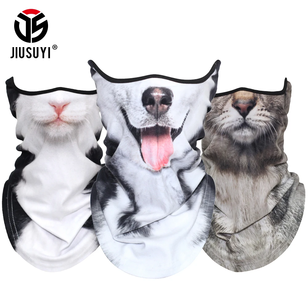 Мода 3D Собака Кошка Животное шеи Gaiter Половина лица маска зимняя теплая крышка шеи труба лицо Щит Флисовая бандана шарф для женщин и мужчин