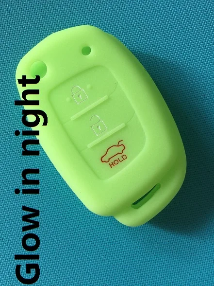 Силиконовый чехол для ключей для hyundai Creta I20 Tucson Elantra Santa fe Keyless Fob оболочки кожи держатель протектор - Название цвета: Luminous green