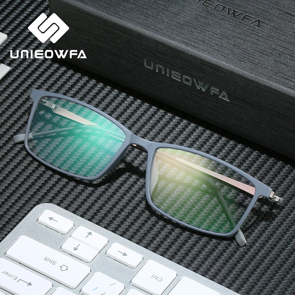 Мужские очки по рецепту UNIEOWFA для близорукости в Корейском стиле TR90 анти синий