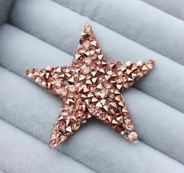 rose gold Стразы наклейки-звездочки стразы аппликация 4,5 см, 5 шт./лот, звезда, стразы украшения, джинсы "сделай сам" нашивки на одежду - Цвет: rose gold
