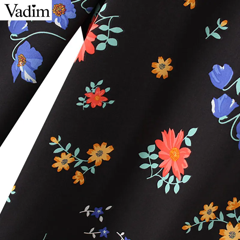 Брюки Vadim женские винтажные с цветочным принтом широкие бантом поясом свободные