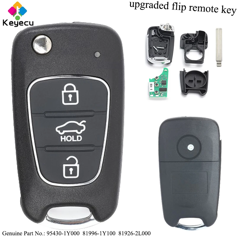 

KEYECU Модернизированный ключ для входа без ключа с дистанционным управлением-433 МГц и ID46 чип-FOB для Kia Morning 2011 2012 P/N: 95430-1Y000