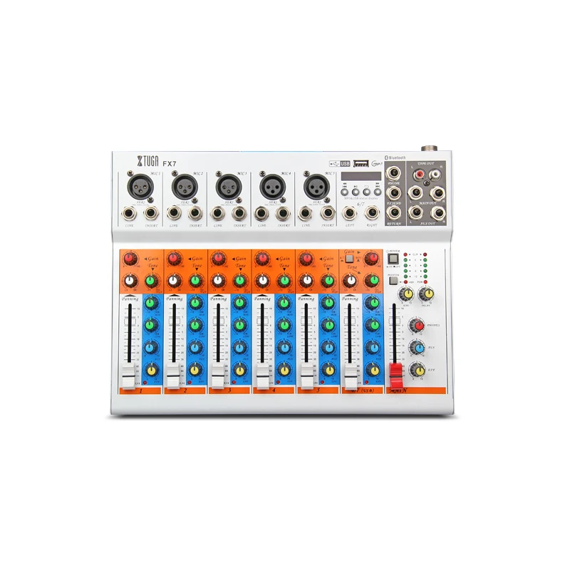 Аудиомикшер XTUGA FX7-USB 7-канальный микшер с Usb/bluetooth/Mp3 сбалансированный источник