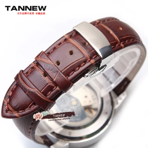 Коричневый кожаный ремешок для часов 24 мм 26 мм 28 мм с застежкой-бабочкой из нержавеющей стали, бесплатная доставка