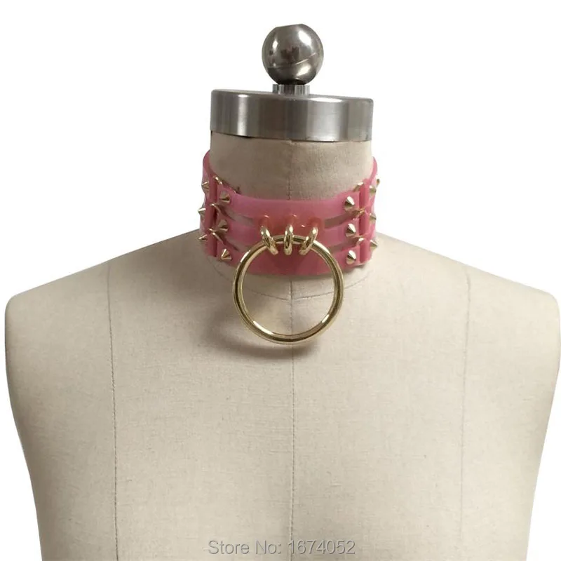 Ручная работа панк готический БДСМ клуб паб 100% ручная виниловый чокер O Round 3 ряда