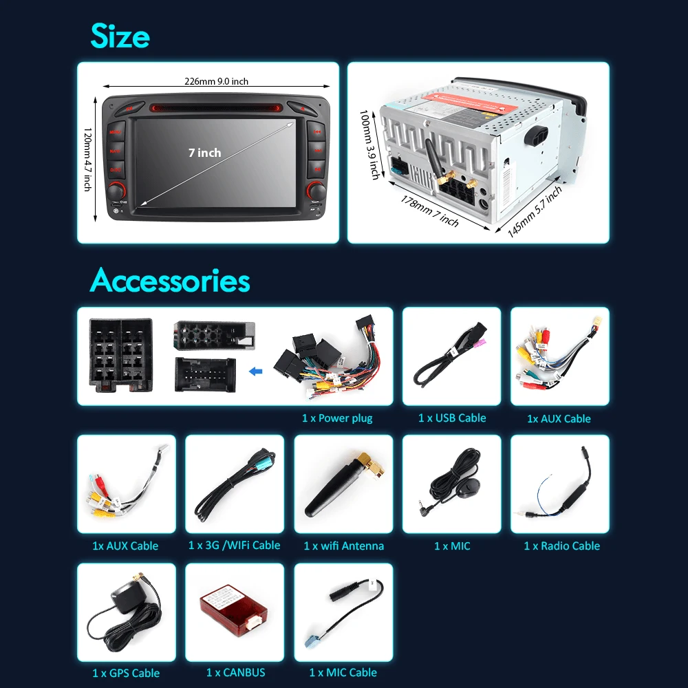 A-Sure 7 дюймов Android 8 1 автомобильное радио DVD gps навигация для Mercedes Benz c-класс W203 CLK G500