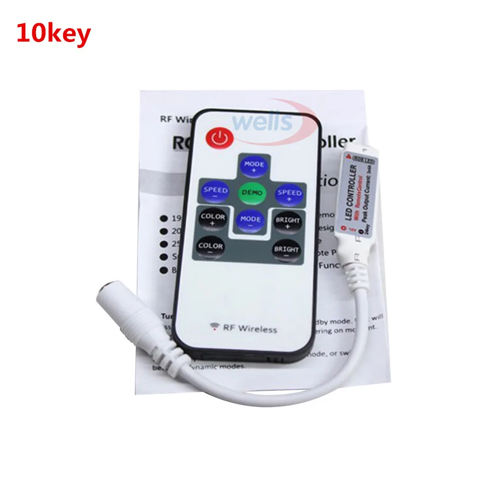 Черный Мини 3key 10key 17key 24key 44key RGB контроллер для 5050 3528 2835 Светодиодные ленты светильник ленты лампы 12V 24V - Цвет: Черный