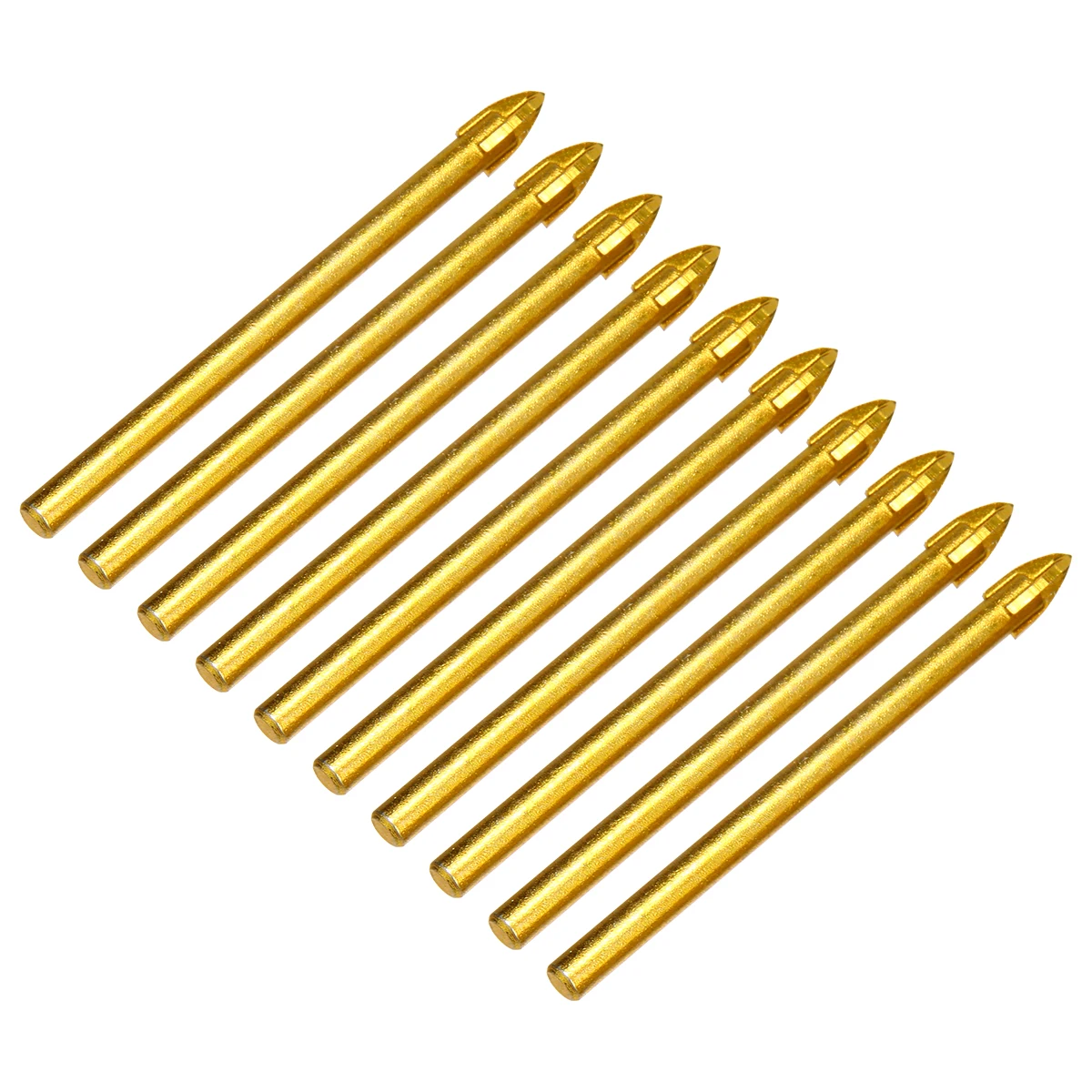 

10pcs Titanium Ceramic Glass Drill Bit Tungsten Carbide Cross Spear Head Drilling Tools 6mm For Metal Plastic Tile Cement