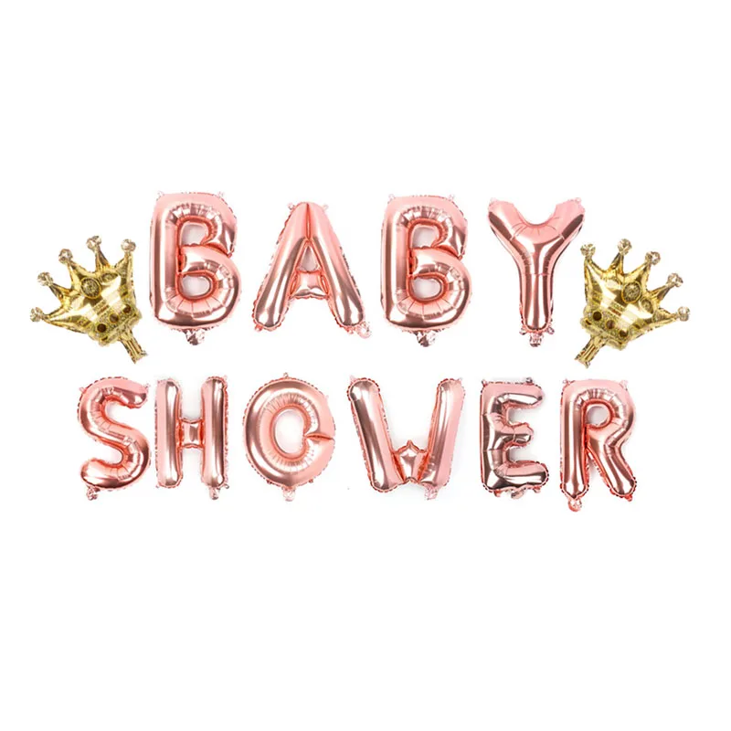 16 inch Gold crown para Baby Shower Foil Balloon rose gold Its a Boy Girl Babyshower letters globos Party Supplies Gender Reveal | Дом и сад