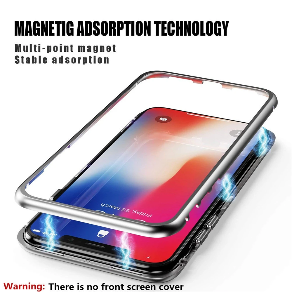 Для iPhone XS 5 8 дюйма Магнитный адсорбционный металлический бампер стеклянный чехол