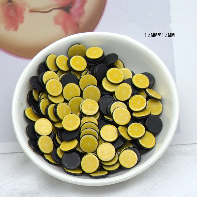 Yellow Orange 10 шт. Акриловые Плоские с оборота полимерные Мультяшные плоские кавайные фруктовые кабошоны серьги ювелирные изделия Аксессуары для рукоделия украшения Декор - Цвет: Yellow Orange