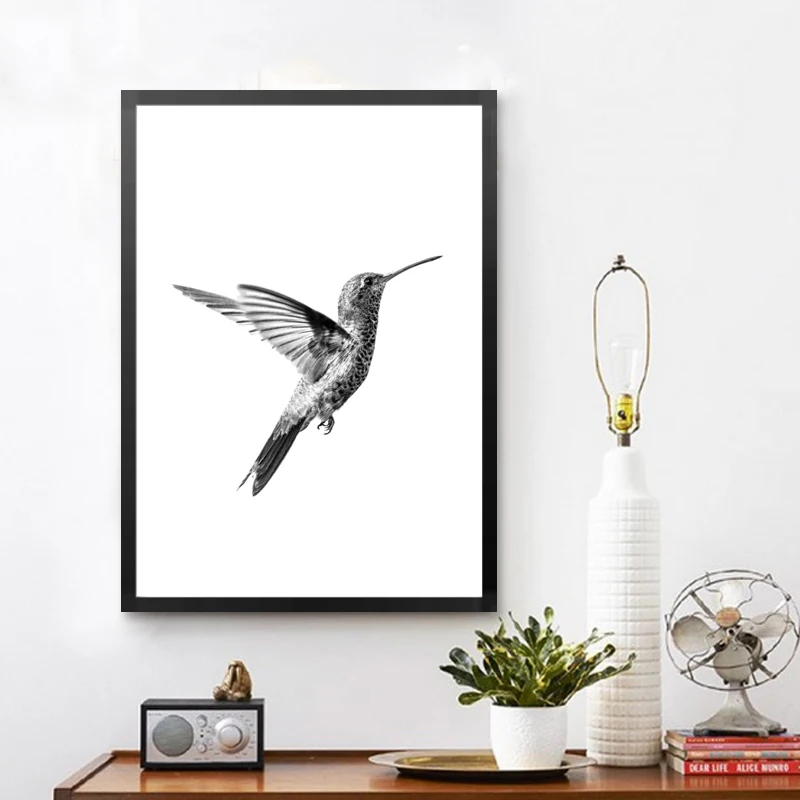 Hummingbird картина с рисунком животных нордические минималистичные черно белые